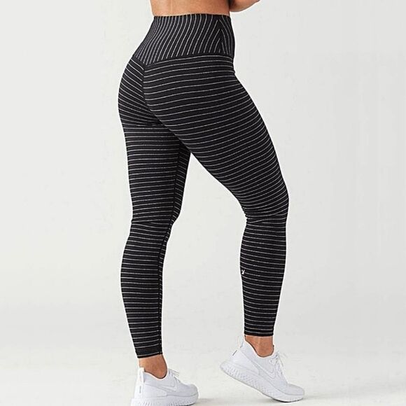 Glyder Pants - Glyder Sultry High-Rise Performance Legging in Black & Shimmer Stripe